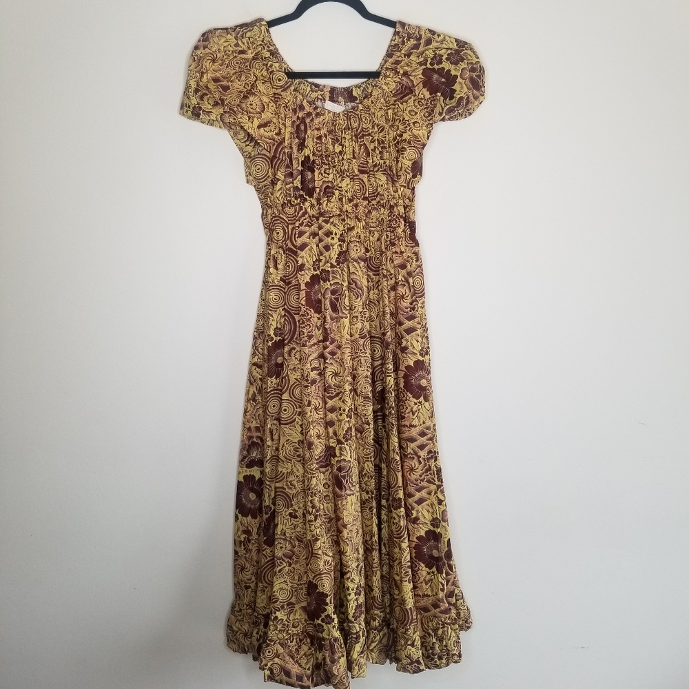 Ulla Johnson Printed Cotton Midi Dress Boho Prairie Romantic Artisan Smocked - Picture 10 of 14